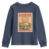 Funny Orange Cat Eating Ramen Youth Sweatshirt Japanese Vintage Graphic Kawaii Anime - Wonder Print Shop