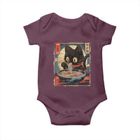 Funny Black Cat Eating Ramen Noodle Graphic Baby Onesie Japanese Kawaii Anime Gifts - Wonder Print Shop