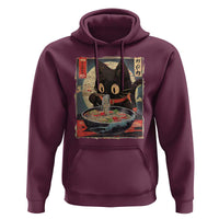 Funny Black Cat Eating Ramen Noodle Graphic Hoodie Japanese Kawaii Anime Gifts - Wonder Print Shop