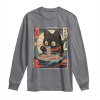 Funny Black Cat Eating Ramen Noodle Graphic Long Sleeve Shirt Japanese Kawaii Anime Gifts - Wonder Print Shop