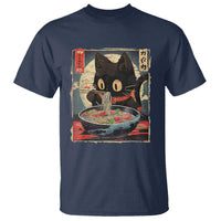 Funny Black Cat Eating Ramen Noodle Graphic T Shirt Japanese Kawaii Anime Gifts - Wonder Print Shop