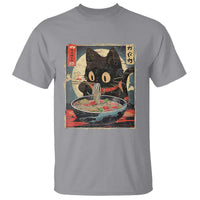 Funny Black Cat Eating Ramen Noodle Graphic T Shirt Japanese Kawaii Anime Gifts - Wonder Print Shop