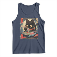 Funny Black Cat Eating Ramen Noodle Graphic Tank Top Japanese Kawaii Anime Gifts - Wonder Print Shop