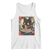 Funny Black Cat Eating Ramen Noodle Graphic Tank Top Japanese Kawaii Anime Gifts - Wonder Print Shop