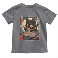 Funny Black Cat Eating Ramen Noodle Graphic Toddler T Shirt Japanese Kawaii Anime Gifts - Wonder Print Shop