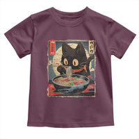 Funny Black Cat Eating Ramen Noodle Graphic Toddler T Shirt Japanese Kawaii Anime Gifts - Wonder Print Shop