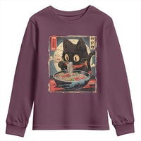 Funny Black Cat Eating Ramen Noodle Graphic Youth Sweatshirt Japanese Kawaii Anime Gifts - Wonder Print Shop