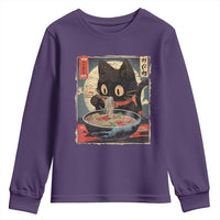 Funny Black Cat Eating Ramen Noodle Graphic Youth Sweatshirt Japanese Kawaii Anime Gifts - Wonder Print Shop
