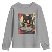 Funny Black Cat Eating Ramen Noodle Graphic Youth Sweatshirt Japanese Kawaii Anime Gifts - Wonder Print Shop