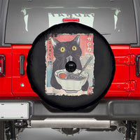 Funny Black Cat Eating Ramen Noodle Graphic Spare Tire Cover Japanese Anime Manga Kawaii Cats - Wonder Print Shop