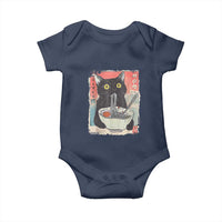 Funny Black Cat Eating Ramen Noodle Graphic Baby Onesie Japanese Anime Manga Kawaii Cats - Wonder Print Shop
