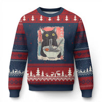 Funny Black Cat Eating Ramen Noodle Graphic Ugly Christmas Sweater Japanese Anime Manga Kawaii Cats - Wonder Print Shop