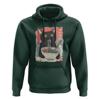 Funny Black Cat Eating Ramen Noodle Graphic Hoodie Japanese Anime Manga Kawaii Cats - Wonder Print Shop