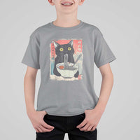 Funny Black Cat Eating Ramen Noodle Graphic T Shirt For Kid Japanese Anime Manga Kawaii Cats - Wonder Print Shop