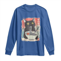 Funny Black Cat Eating Ramen Noodle Graphic Long Sleeve Shirt Japanese Anime Manga Kawaii Cats - Wonder Print Shop
