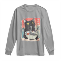 Funny Black Cat Eating Ramen Noodle Graphic Long Sleeve Shirt Japanese Anime Manga Kawaii Cats - Wonder Print Shop