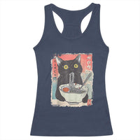 Funny Black Cat Eating Ramen Noodle Graphic Racerback Tank Top Japanese Anime Manga Kawaii Cats - Wonder Print Shop