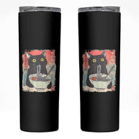 Funny Black Cat Eating Ramen Noodle Graphic Skinny Tumbler Japanese Anime Manga Kawaii Cats - Wonder Print Shop