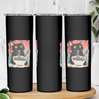 Funny Black Cat Eating Ramen Noodle Graphic Skinny Tumbler Japanese Anime Manga Kawaii Cats - Wonder Print Shop