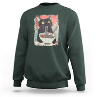 Funny Black Cat Eating Ramen Noodle Graphic Sweatshirt Japanese Anime Manga Kawaii Cats - Wonder Print Shop