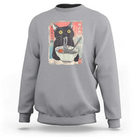 Funny Black Cat Eating Ramen Noodle Graphic Sweatshirt Japanese Anime Manga Kawaii Cats - Wonder Print Shop