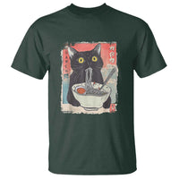 Funny Black Cat Eating Ramen Noodle Graphic T Shirt Japanese Anime Manga Kawaii Cats - Wonder Print Shop