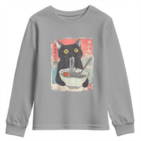 Funny Black Cat Eating Ramen Noodle Graphic Youth Sweatshirt Japanese Anime Manga Kawaii Cats - Wonder Print Shop