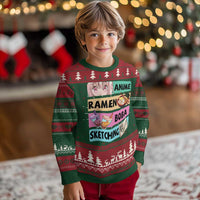 Anime Ramen Boba Sketching Ugly Christmas Sweater Kawaii Otaku Manga Lover Japanese Pop Culture - Wonder Print Shop