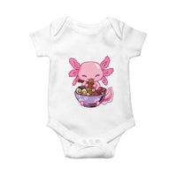 Kawaii Axolotl Eating Ramen Baby Onesie Japanese Noodles Lover Anime Otaku Manga
