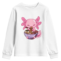 Kawaii Axolotl Eating Ramen Youth Sweatshirt Japanese Noodles Lover Anime Otaku Manga