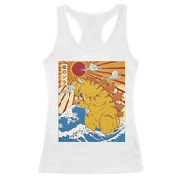 Funny Cat Japanese Anime Kawaii Racerback Tank Top Catzilla Meme Retro Vintage Graphic