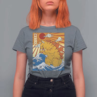 Funny Cat Japanese Anime Kawaii T Shirt For Women Catzilla Meme Retro Vintage Graphic - Wonder Print Shop