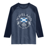 Scotland Alba gu Brath Scottish Thistle Emblem Raglan Shirt Distressed Vintage Scottish Heritage Pride
