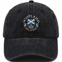 Scotland Alba gu Brath Scottish Thistle Emblem Washed Cotton Baseball Cap Distressed Vintage Scottish Heritage Pride