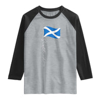 Scotland Saltire Waving Flag Raglan Shirt Minimalist Scottish Heritage Pride