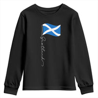 Scotland Saltire Waving Flag Youth Sweatshirt Minimalist Scottish Heritage Pride