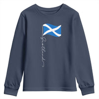 Scotland Saltire Waving Flag Youth Sweatshirt Minimalist Scottish Heritage Pride
