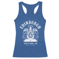 Edinburgh Scotland UK Est 1130 Racerback Tank Top Royal Coat of Arms In Defens Historic Crest Graphic