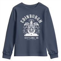 Edinburgh Scotland UK Est 1130 Youth Sweatshirt Royal Coat of Arms In Defens Historic Crest Graphic