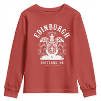 Edinburgh Scotland UK Est 1130 Youth Sweatshirt Royal Coat of Arms In Defens Historic Crest Graphic