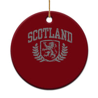 Scotland Lion Rampant Distressed Crest Ceramic Ornament Scottish Heritage Monochrome Laurel Wreath Vintage Graphic