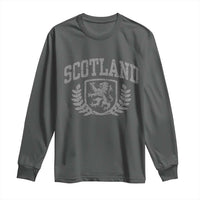Scotland Lion Rampant Distressed Crest Long Sleeve Shirt Scottish Heritage Monochrome Laurel Wreath Vintage Graphic