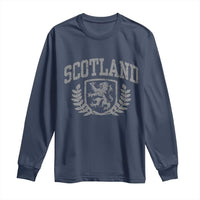 Scotland Lion Rampant Distressed Crest Long Sleeve Shirt Scottish Heritage Monochrome Laurel Wreath Vintage Graphic