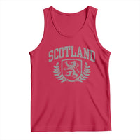 Scotland Lion Rampant Distressed Crest Tank Top Scottish Heritage Monochrome Laurel Wreath Vintage Graphic