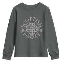 Scottish Power Celtic Knotwork Shield Emblem Youth Sweatshirt Traditional Tribal Heritage Scottish Pride
