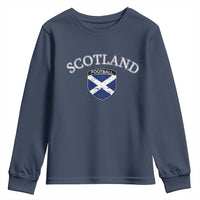 Scotland Football Distressed Shield Saltire Flag Youth Sweatshirt Game Day Sports Soccer Fans