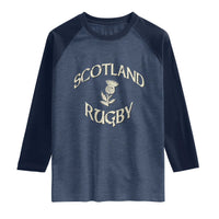 Scotland Rugby Distressed Vintage Traditional Thistle Raglan Shirt Sports Fan Game Day