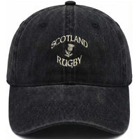 Scotland Rugby Distressed Vintage Traditional Thistle Washed Cotton Baseball Cap Sports Fan Game Day