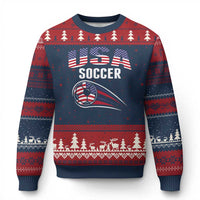 Patriotic USA Soccer Stars and Stripes Graphic Ugly Christmas Sweater American Football Fan Game Day Spirit