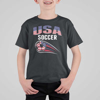 Patriotic USA Soccer Stars and Stripes Graphic T Shirt For Kid American Football Fan Game Day Spirit